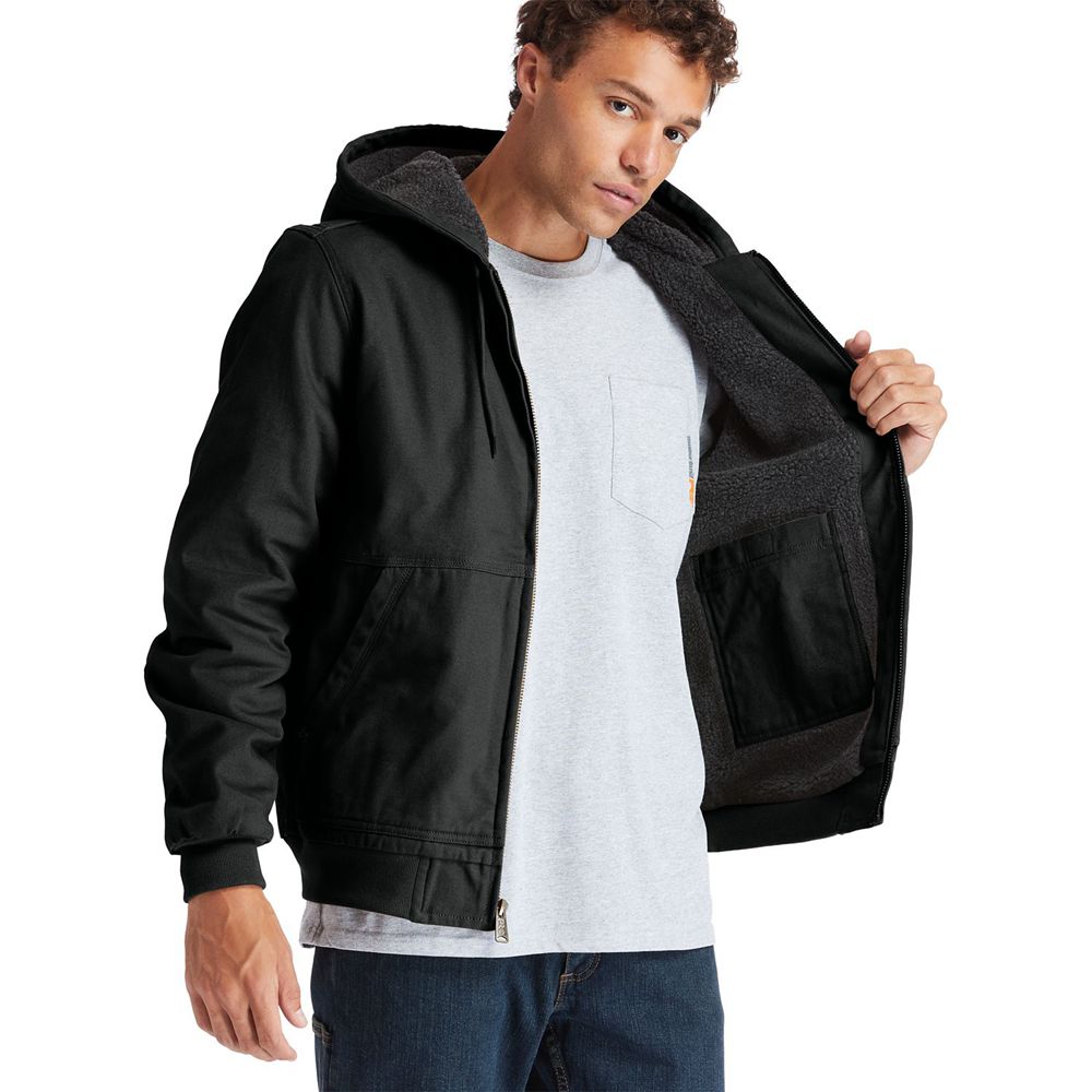 Chaquetas Timberland Argentina Hombre - Pro® Gritman Lined, Hooded Lona - Negras - DGFLNJ-097